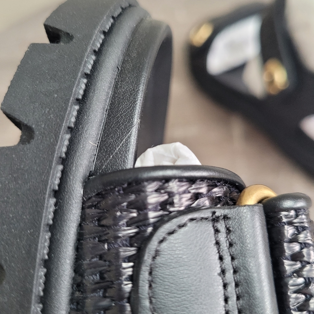 COACH Black Brynn Straw Sandal Size 10B - Picture 11 of 16